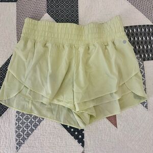 Apana Women's Soft Green Layered Athletic Shorts